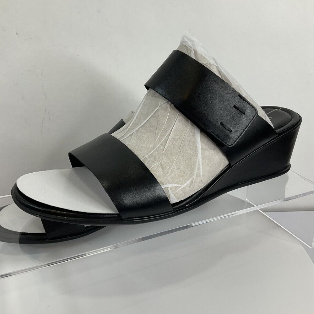 Ecco Shoes Women Sandals Sz 9-9.5 EU 40 Shape 35 Wedge Black Leather $150 Nib - Picture 11 of 13